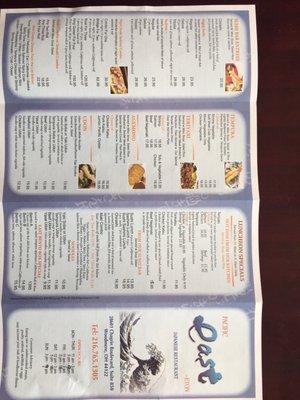 Dine in is open, and this is the menu,