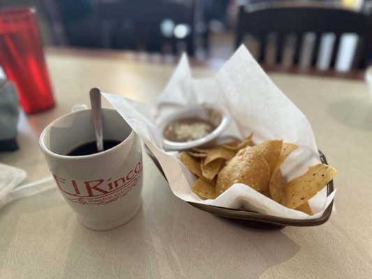 Chips with beans n coffee to start the day