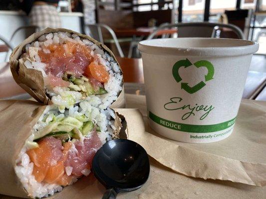 Sushi Burrito & Cup Miso Soup