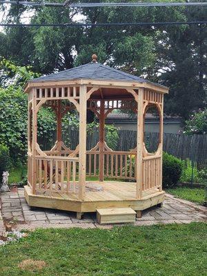 Gazebo assembled and deck built by Silver Hammer Handyman Services LLC