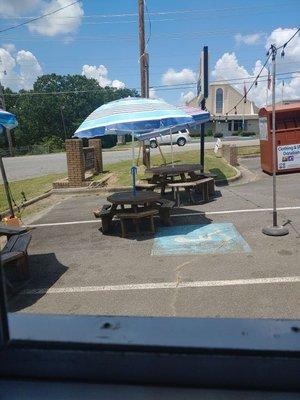 Relax on our picnic tables in the shade.