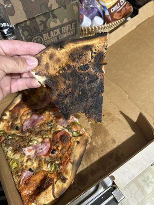 Burnt pizza and dry