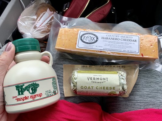 Local cheeses and maple syrup