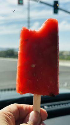 Watermelon popsicle - made with fresh fruit. Available as of 3/29/23