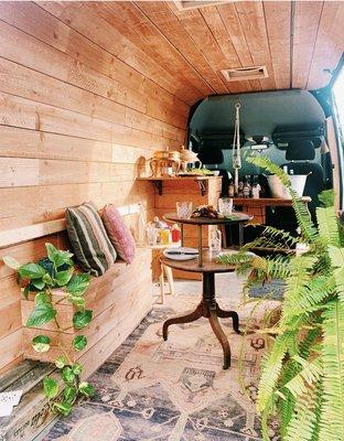 Van Interior Decor (Photo credit to: https://slatecatering.com/backyard-bistros)