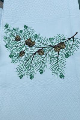 Embroidered tea towel $25