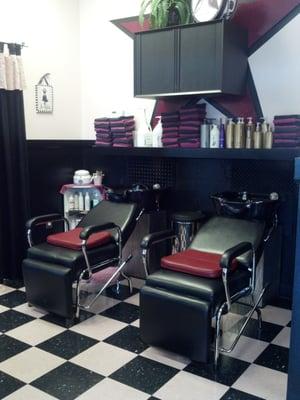 A comfy clean place for a relaxing hair cut.