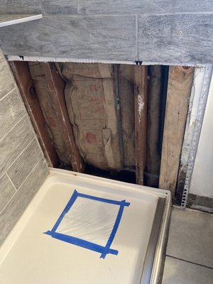 Tile shower copper pipe leak