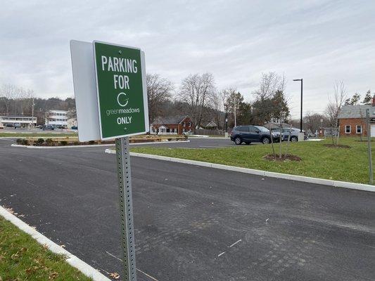 Dedicated parking lot.