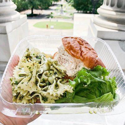 Chicken Salad Croissant with Pesto Pasta takeout