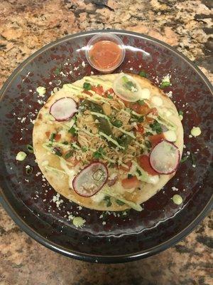 Pulled chicken and cheese pita.