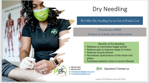 We off Dry Needling as a services. Packages available. Call to inquire.