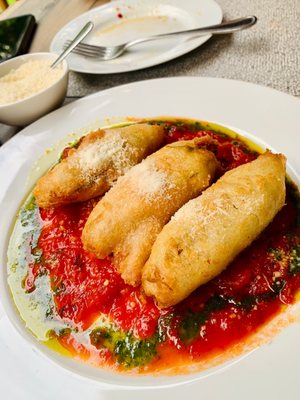 Squash blossoms with ricotta and mozzarella