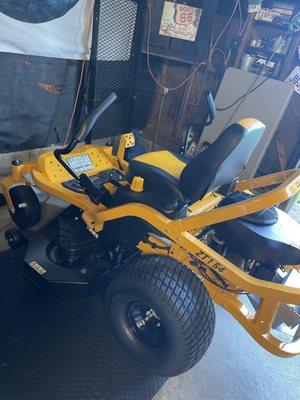 The new cub tucked away safe in the garage