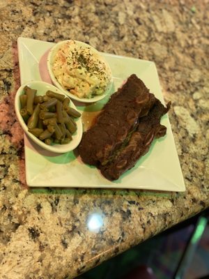 Beef Ribs potato salad & string beans