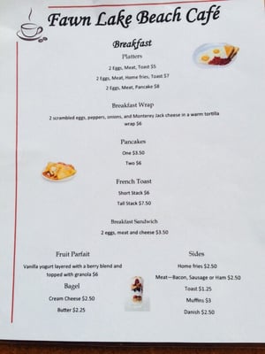 Breakfast menu