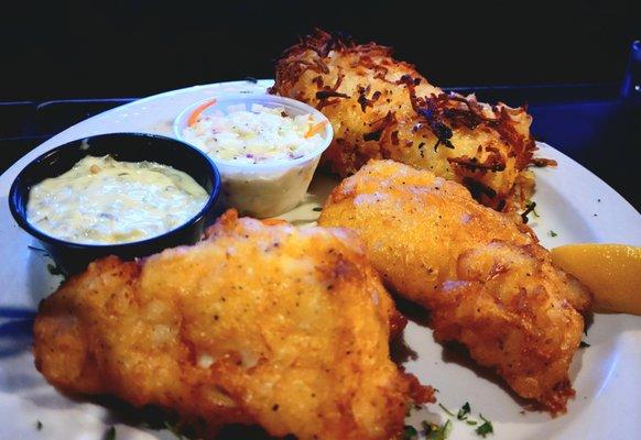 Fish fry dinner with hashbrowns