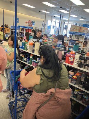 All the customers waiting in line with only one cashier. What a joke this is.