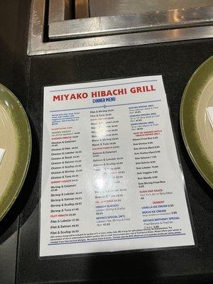 Hibachi Menu