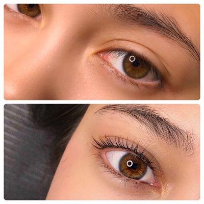 Keratin lash lift and tint before and after. Huuuge difference