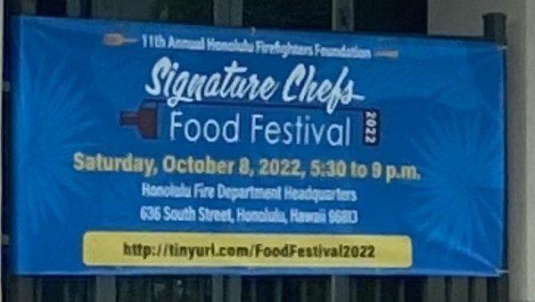 Signature Chefs Food Festival -Saturday 10/8/22 5:30pm-9pm. See more details on the website.