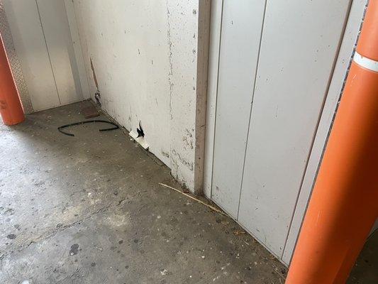 Rat-sized holes directly in back of my storage unit.