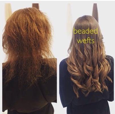 Beaded wefts before and after