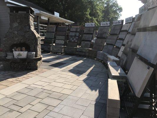 Techo Bloc paver displays showing many styles and colors.