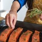 Clients learn how to effectively pair foods to create delicious healthy meals during cooking demonstrations.