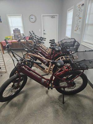 Nice new E bikes for a relaxing fun day on the Intervale Trailhead.