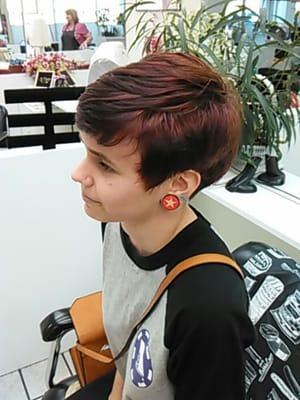 Short pixie haircut