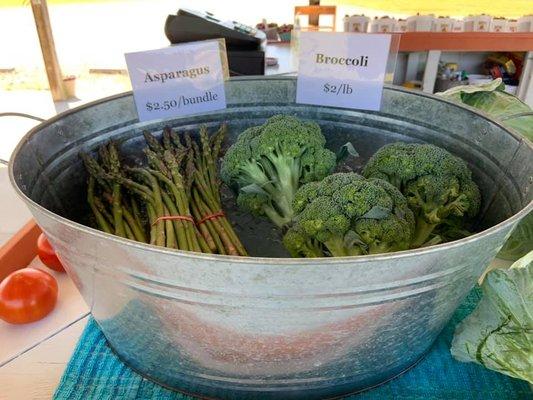 Asparagus and broccoli