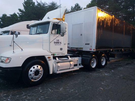 Tractor and trailer washed