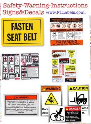 Safety signs, warning signs, aluminum or plastic signs or vinyl decals that will last for years