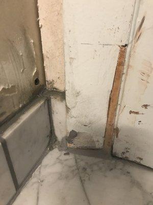 Door frame broken during tile install