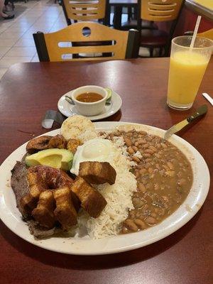 Bandeja Paisa with a Passion Fruit juice. Delicious!!!