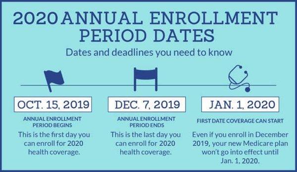 You can change your Medicare Advantage Plan or Prescription Drug Plan from October 15, 2019 to December 7, 2019.