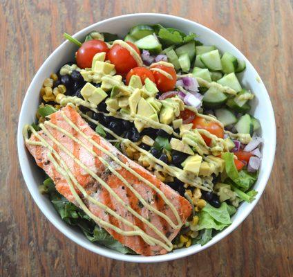 Cilantro Lime Salad w/ Grilled Salmon