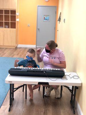 Playing the piano with wonderful Miss. Megan