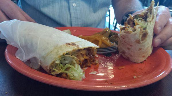 Adobada burrito regular size for $6.60. Buy 9 burritos and get the 10th one free.