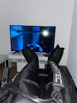 Normatec session while watching Netflix!!!