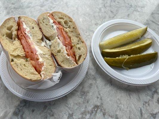 Good sized bagel, a bit thin on the cream cheese.