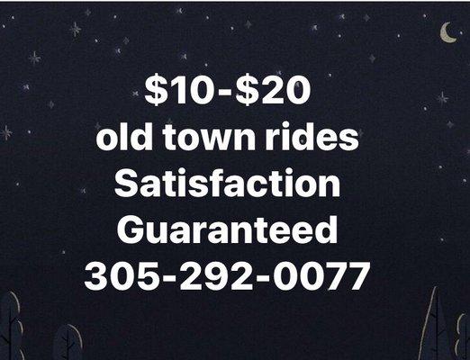 $10-$20 all old town pedicab rides