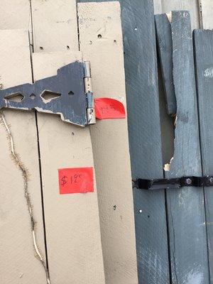 Closeup of weathered wooden gates