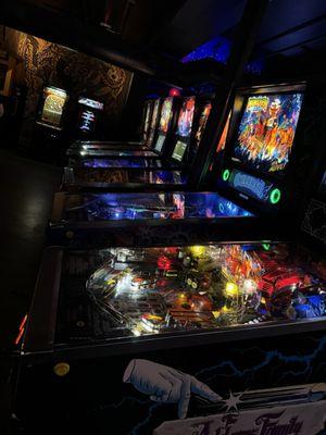 Row of pinball machines