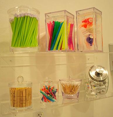 Jars of dental equipment makes children excited about keeping their teeth and mouths clean,Central Arkansas Pediatric Dentistry.