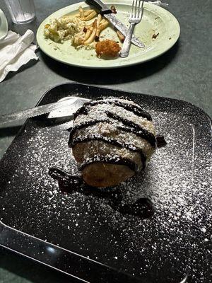 Deep fried peanut butter pie. It's unique.  Drizzled with jelly.