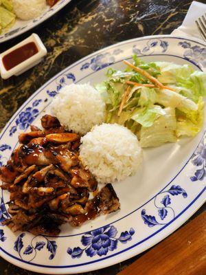 Chicken and Pork teriyaki (lunch special).