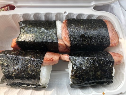 2 orders of spam musubi. $10.85