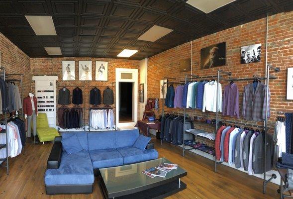 Wade’s Full Service Tailoring & Fashion Consulting - Clothing selection, inside of store.